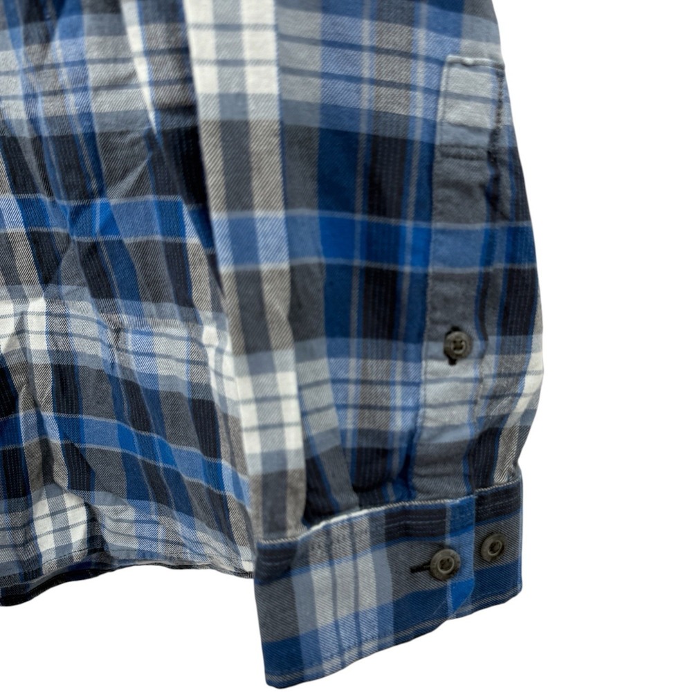NWT Eddie Bauer Wild River Shirt Men Large Blue Plaid Flannel Classic Fit Cotton - Picture 4 of 7